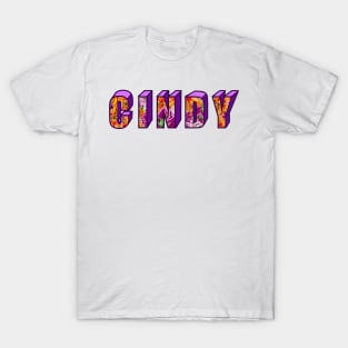 Top 10 best personalised gifts 2022  - Cindy personalised personalized custom name  floral - custom name with lily flower pattern on 3d block letters T-Shirt